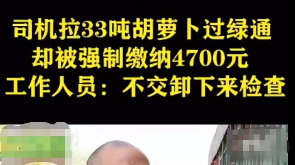 河北石家庄，司机运33吨胡萝卜过绿通被收4700元，收费员：胡萝卜蔫了，不是鲜活农产品