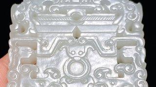 白玉|清乾隆 和田玉籽料 白玉 龙纹 双联瓶形 玉牌 玉珮 挂件