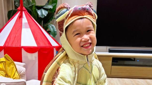 胡杏儿|胡杏儿老公晒儿子万圣节装扮，三兄弟共用一张脸，小动物造型萌翻