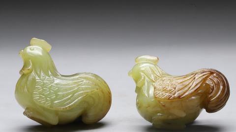 |回流 舊藏和田黄玉籽料“官上加官”一对、