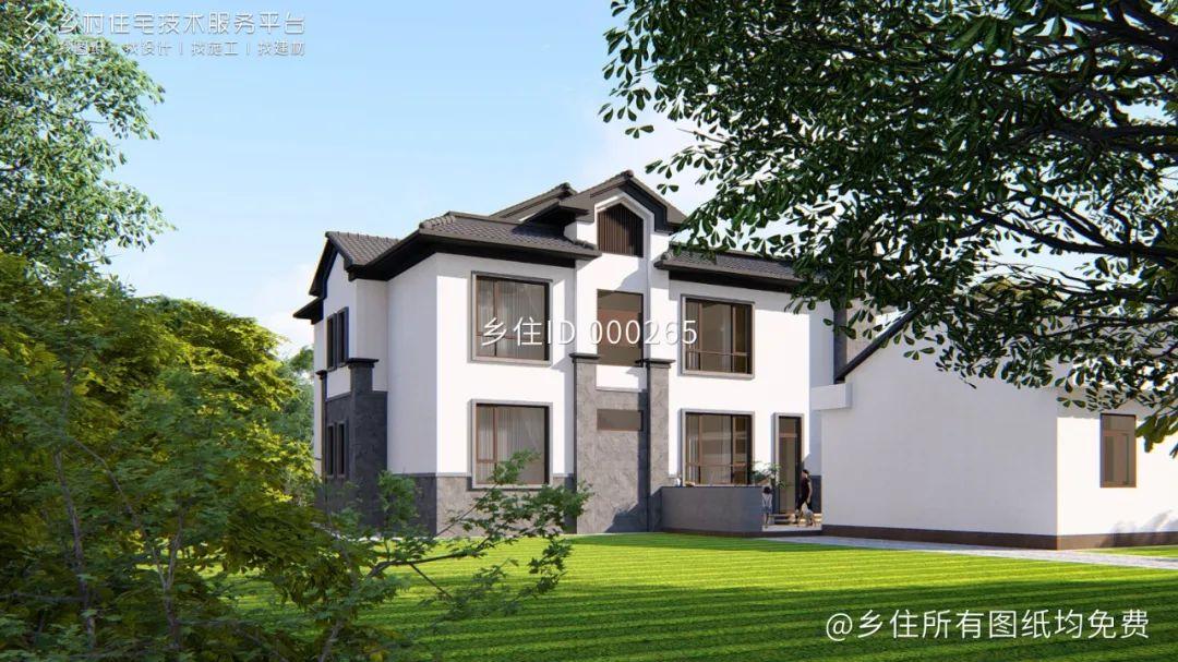 乡住免费图纸土建造价参考90万，面宽18.8m×进深13.1m 二层新中式风格别墅