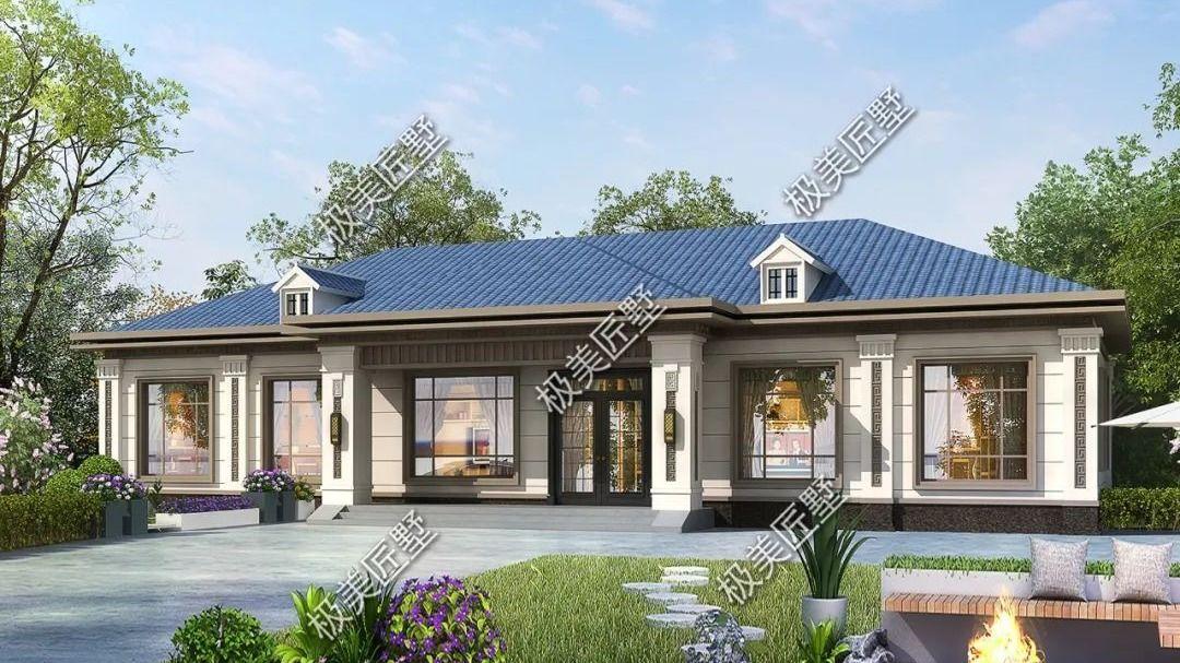 24X10.9米一层欧式也能很精致，方方正正带庭院，错过会后悔