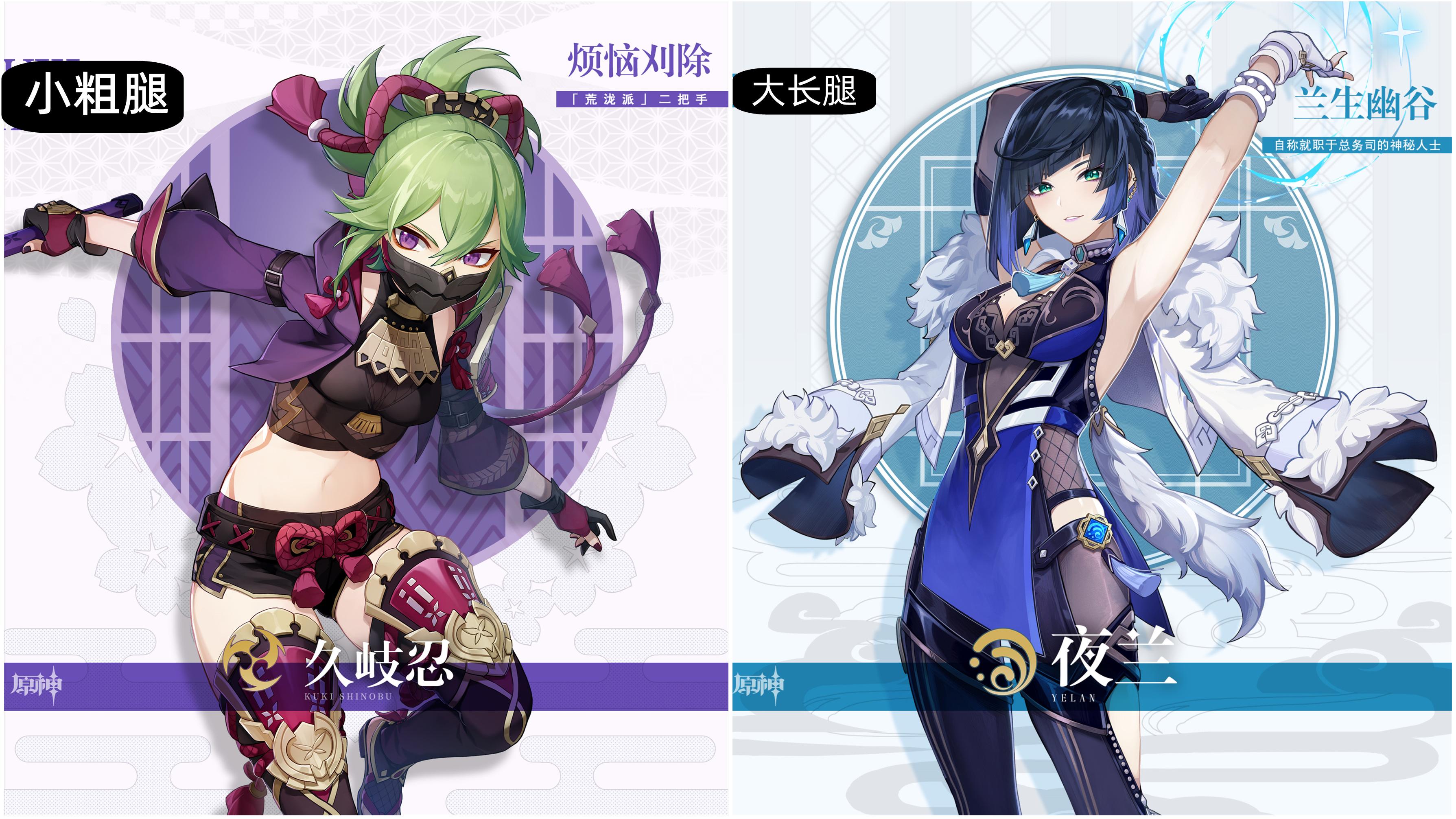 原神|原神：当大长腿遇上小粗腿，夜兰和久岐忍你更喜欢哪一个？