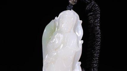 |回流【和田玉带翠 观音挂件】