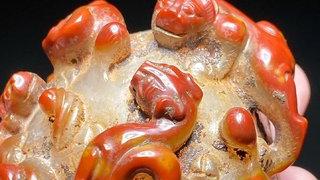 玛瑙|汉 红缟玛瑙 高浮雕 螭龙纹 玉玺 玉印 印章