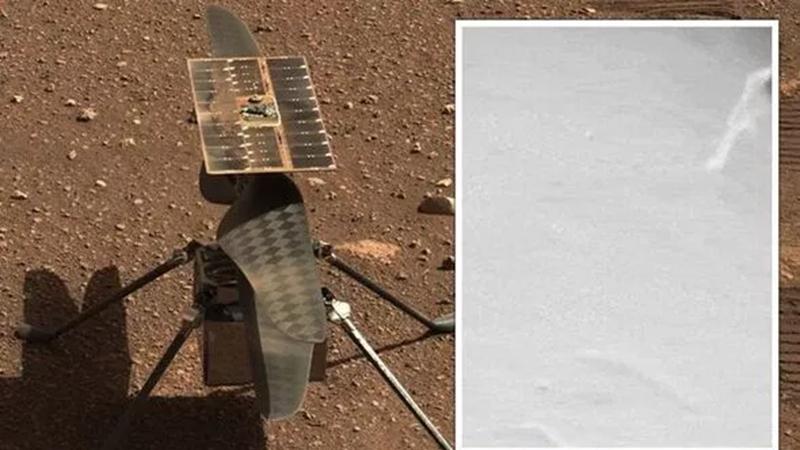 NASA直升机在火星被异物缠住腿，像一块纱巾，火星公主的头巾？