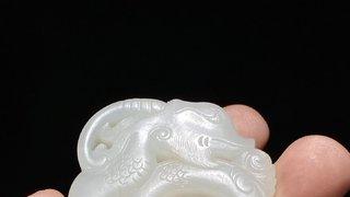 乾隆|清乾隆 和田玉籽料 白玉 透雕龙纹珮 玉珮挂件把件