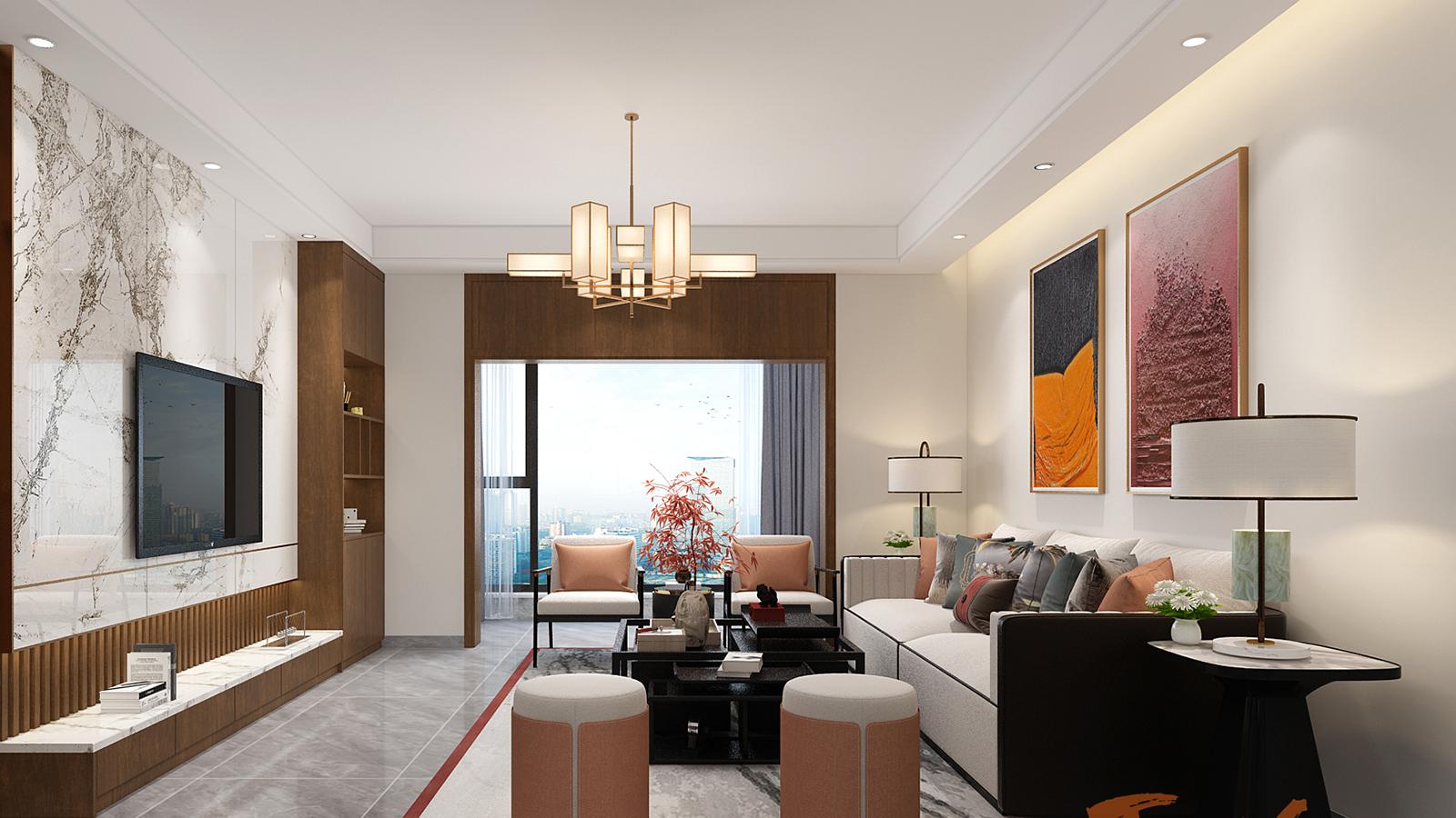 【鲁班装饰】渔园星浦160m2现代中式风格 独特魅力