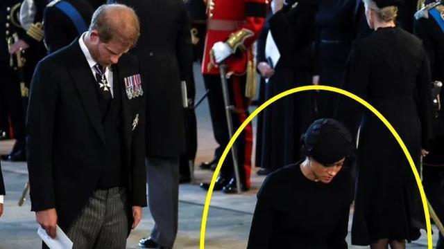 威廉|41岁梅根在国葬上出丑：突然下跪惊呆众人，凯特与威廉扭头就走