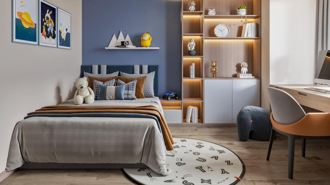 【鲁班装饰】龙熙壹号104m2轻奢风格 硬朗的奢华感