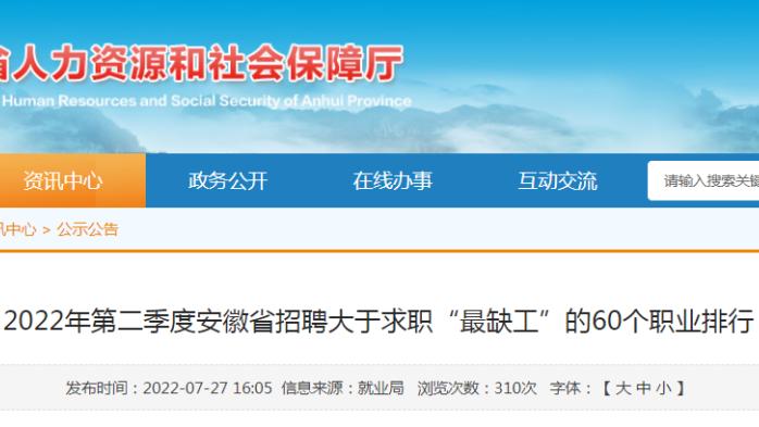 宋慧乔|安徽二季度“最缺工”职业公布！