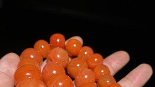 文玩|爆老 精品：柿子红?老南红玛瑙 塔链