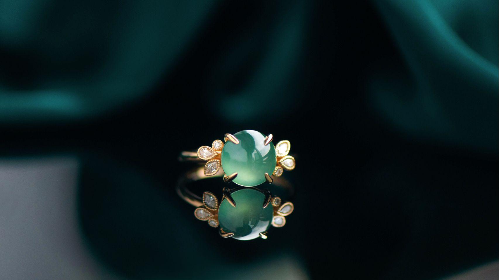 |温柔富贵花，定制晴水翡翠戒指