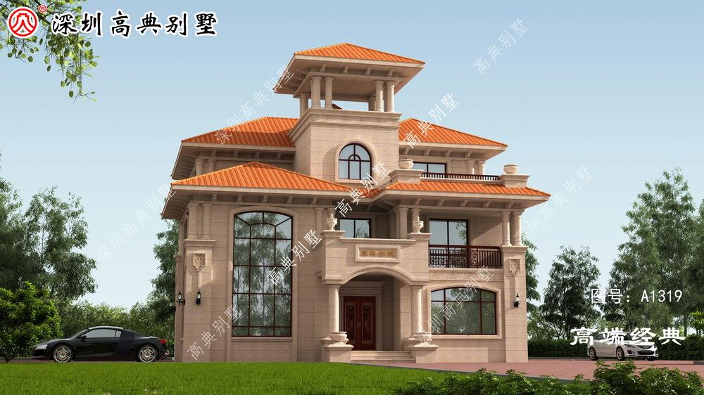 14X16的三层户型，凉亭设计更气派，农村建房新选择