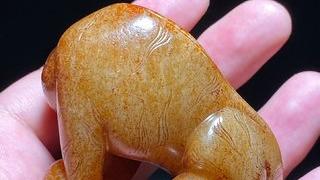 钱币|辽金 和田玉籽料 白玉受沁 玉虎 秋山虎 摆件 把件