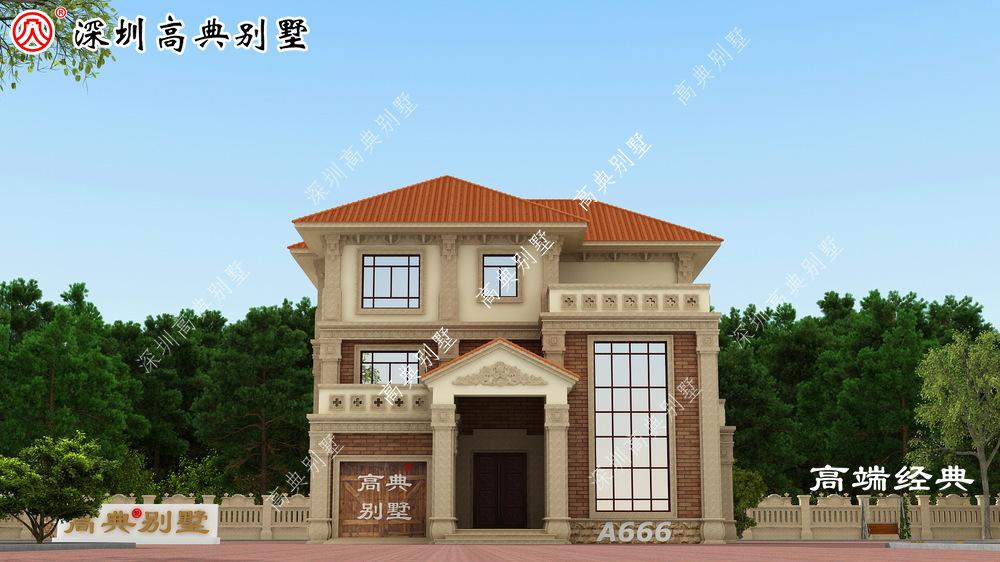 农村自建房，外带车库设计，配色和谐统一