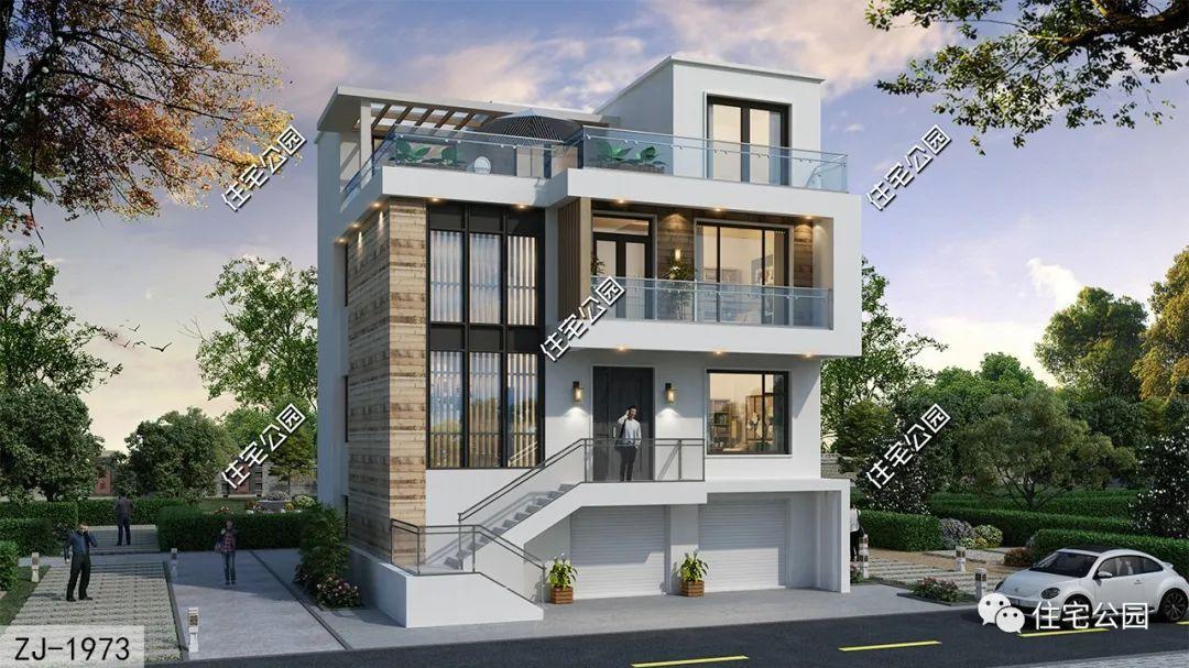 11×11米带架空层的三层现代别墅，全套卫设计还可做民宿