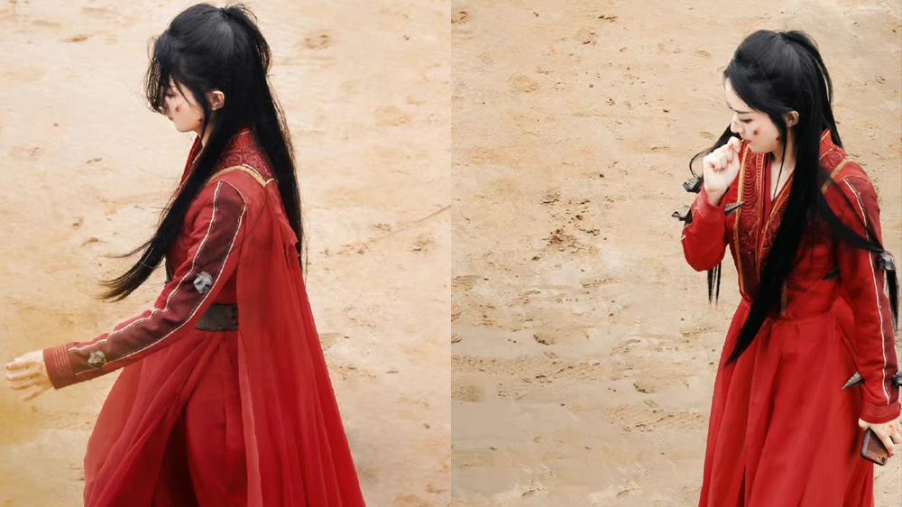 赵丽颖|《与凤行》赵丽颖红衣战损，和林更新同框好甜，身高差配一脸！