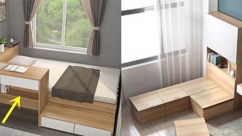 榻榻米做法聪明：外围增加一张书桌，一房能三用，睡得更香！