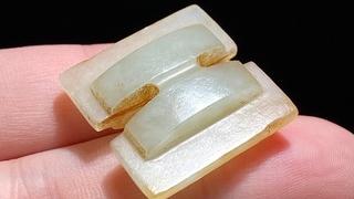 和田玉籽料|汉 熟坑 和田玉籽料 白玉 工字珮 挂件