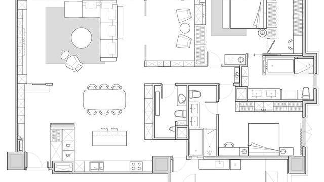 全屋干挂的另一种高级设计，大理石+金属组合，奢华感藏不住