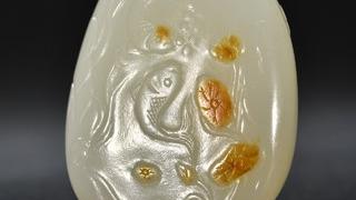 |和田玉松鹤延年年年有余把件