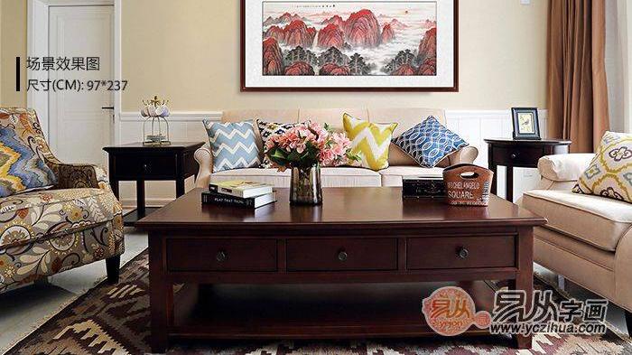 客厅壁画 客厅搭配中式山水画 大气端庄风水好