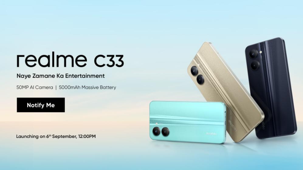 realme|新百元机realme C33将于9月6日在印度发布