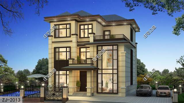 10×11米小占地的三层欧式别墅，挑空客厅更通透