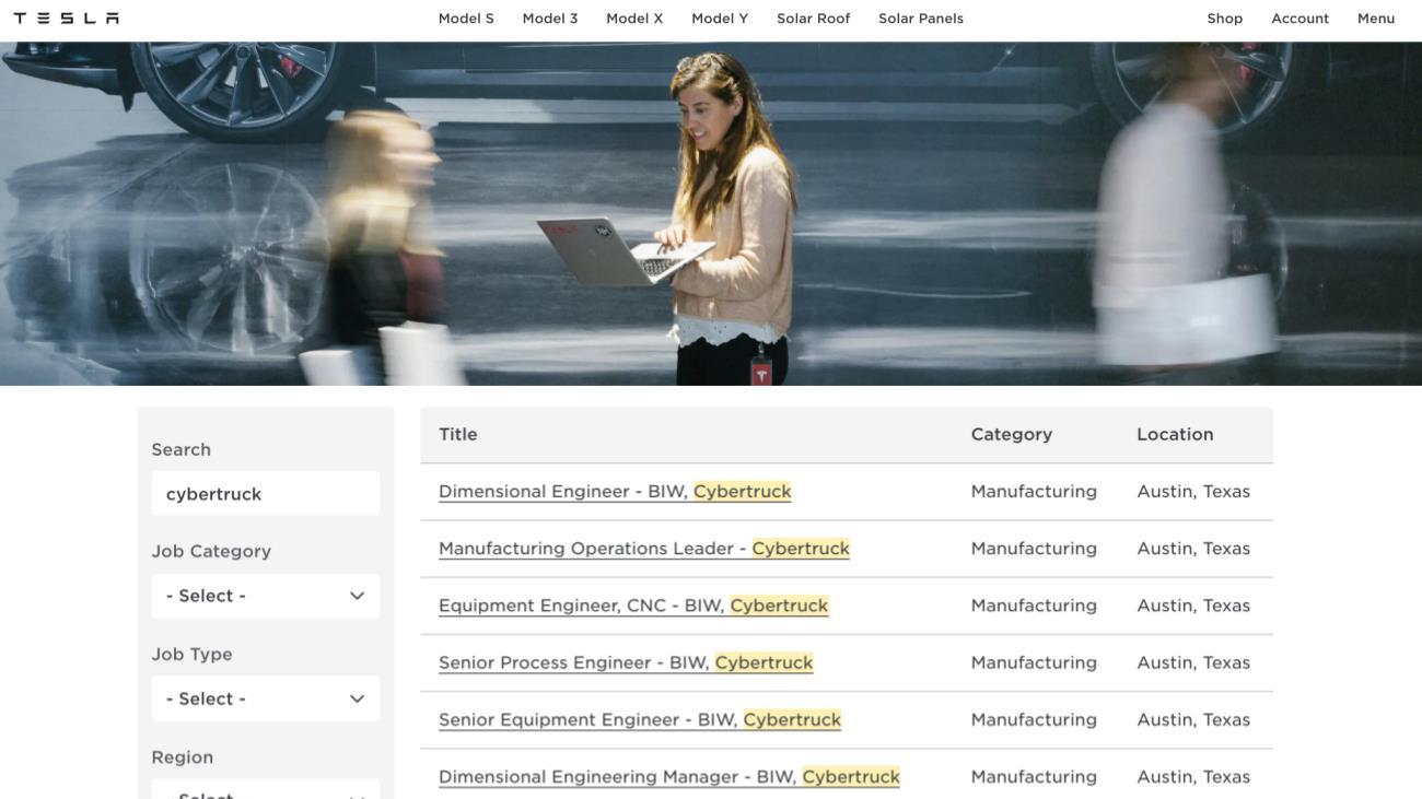 特斯拉|海外 | 大规模量产在即？特斯拉开始招聘Cybertruck生产人员