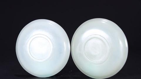 玉雕|和田玉雕杯一对