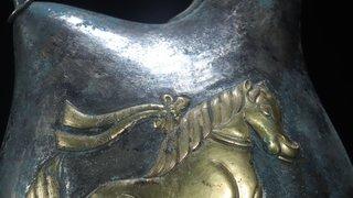 |旧藏 银措金 飞马行空 酒壶