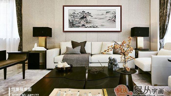 客厅挂画 家里挂画如何挑选 山水画营造文人韵味