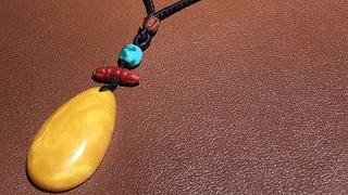 老蜜蜡|藏传 爆老：老蜜蜡吊坠+珊瑚绿松石 项链