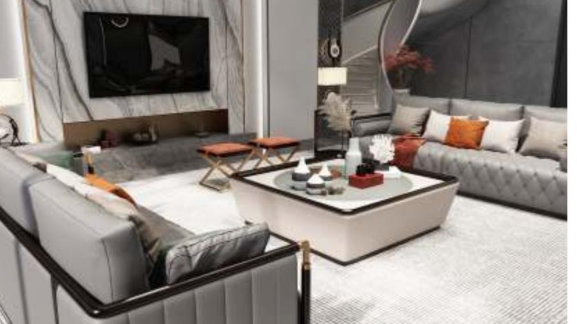 灰白色调的客厅静谧优雅，演绎时尚的新中式家居