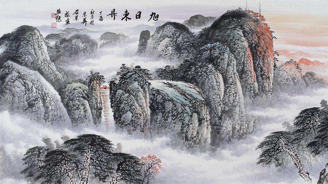 山水画|办公室内挂什么？ 石荣禄手绘山水画 为办公室营造高雅氛围
