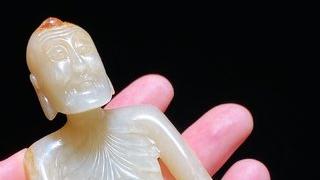 翡翠|明 和田玉籽料 白玉 雪山大士 佛像 摆件