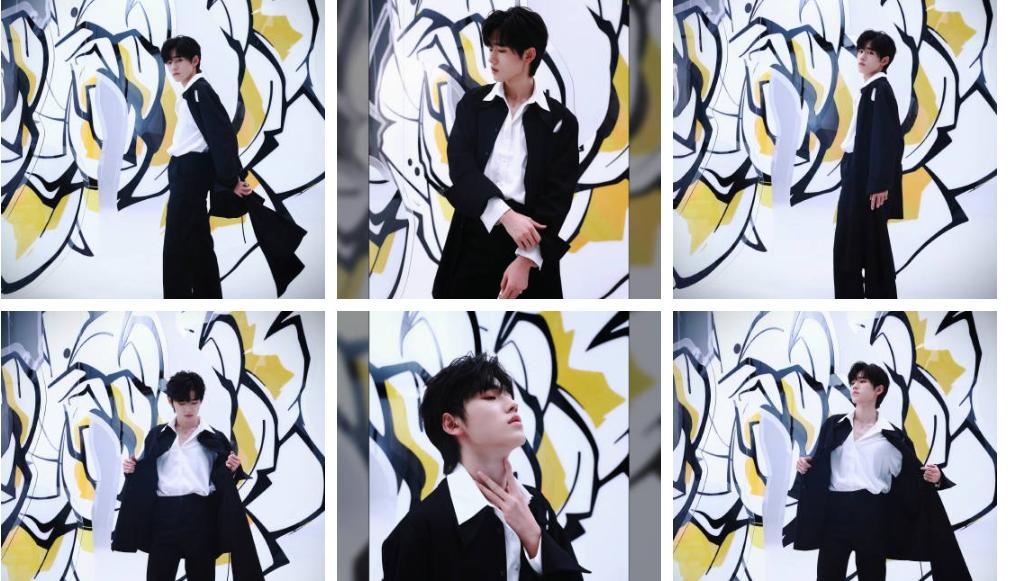 宋亚轩|宋亚轩晒九宫格照片，穿黑色西装，耀眼夺目