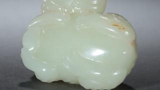 和田玉籽料|回流-和田玉籽料子母蛙摆件