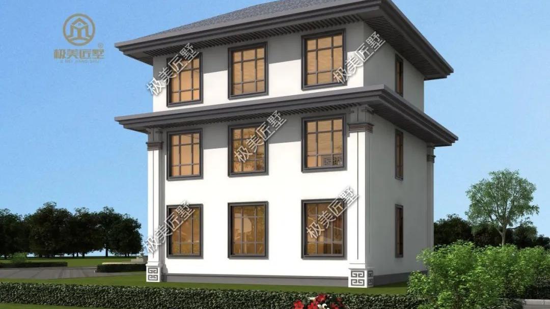 三层新中式农村别墅，11X10.9米，绝对符合你的审美