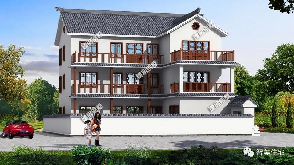 中式风格别墅简单耐看，灰白色是永远的经典，不用担心过时的问题