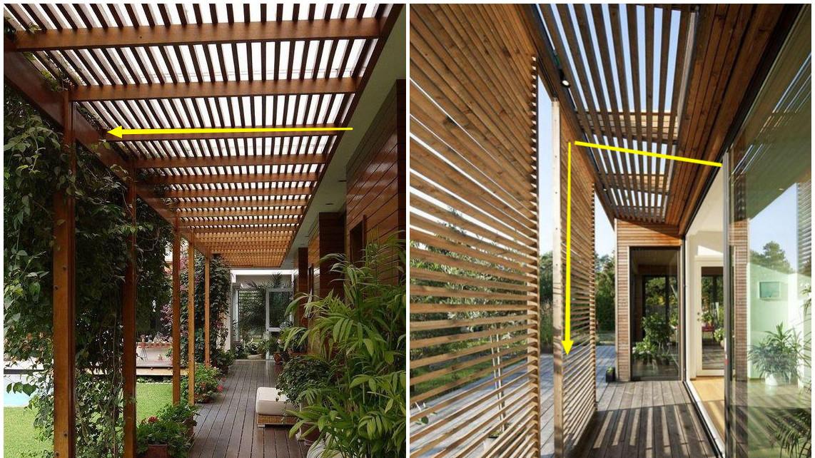 不用花钱买窗帘，走廊外面围圈木格栅，室外能防晒，室内也凉快了