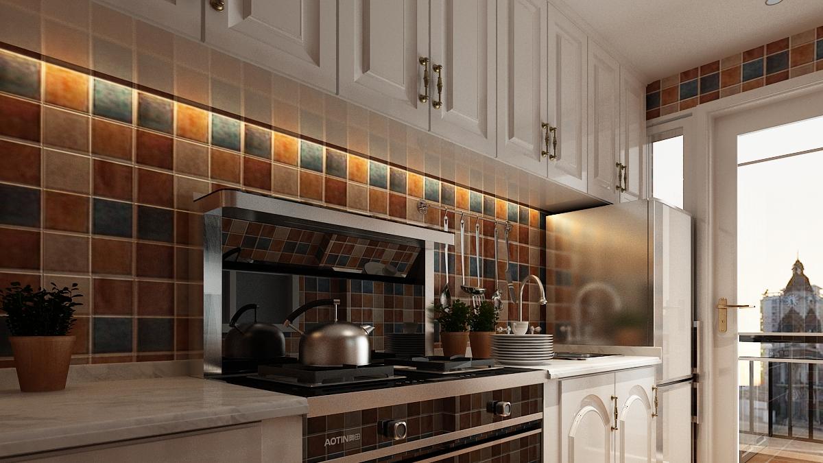 104平现代风三居室，开放式厨房在有限的空间发挥使用的效能