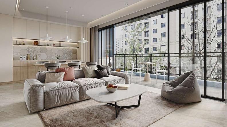 珠海现代简约复式家居装修设计案例-登高望远 别有天地