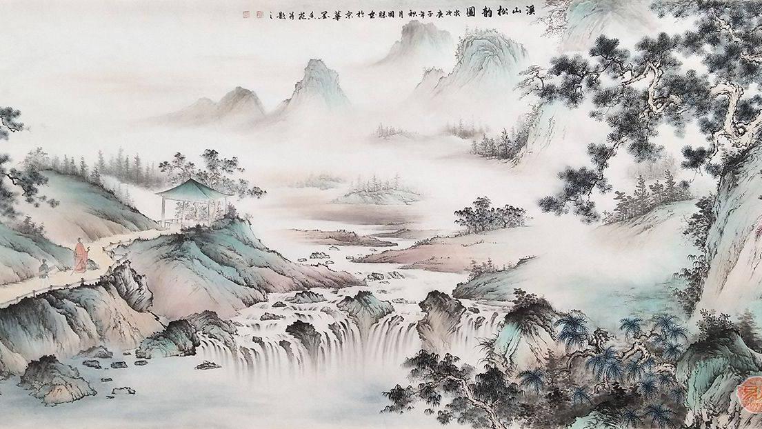沙发背景墙挂画怎么选 古色古香的山水画和精美家居是绝配