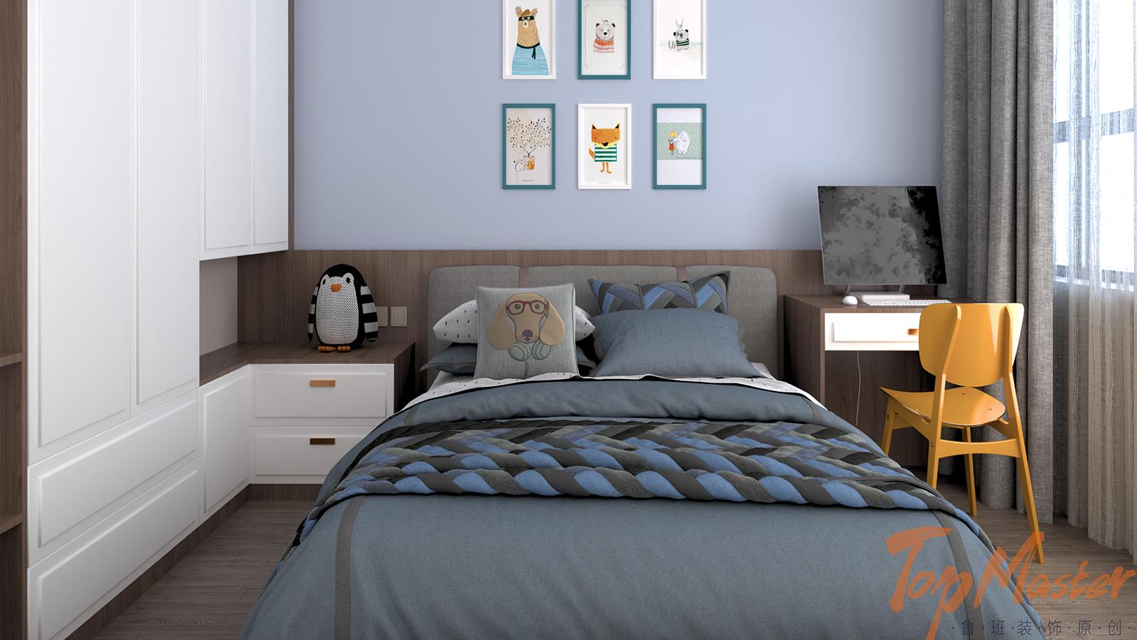 【鲁班装饰】时代俊园180m2现代风格 以色彩丰富生活