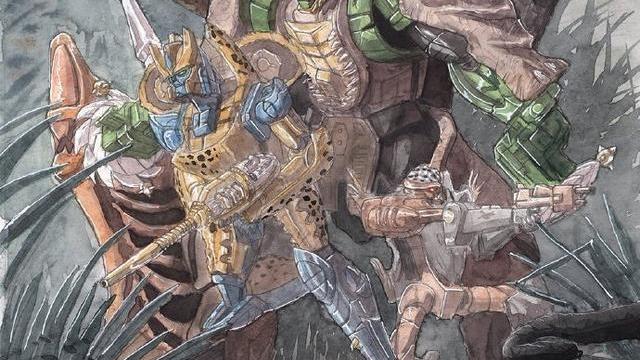 赏金|变形金刚BW超能勇士水彩风格插画，大家喜欢原始兽还是巨无霸呢？