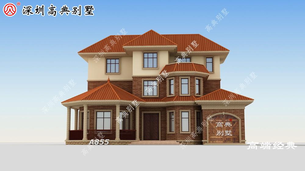 简洁大方的屋顶，与橘色相配非常靓丽，不易过时