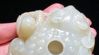 水盂|清中期 和田玉籽料 白玉 刘海戏金蟾 水盂 摆件 把件