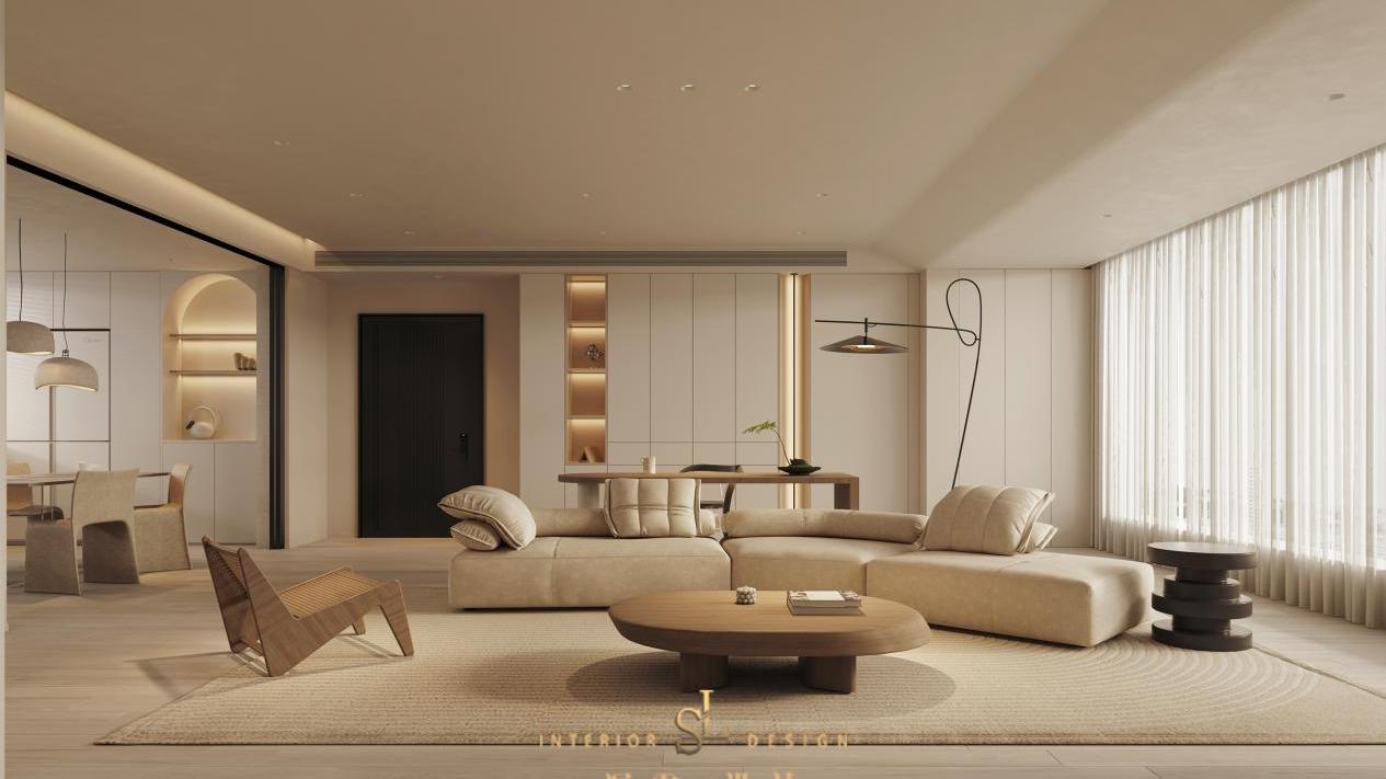 129㎡温柔奶油风，真的无法抗拒！电视墙+沙发墙坚持打满柜，收纳超强